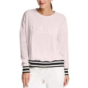 DKNY Sport Pink Velour Spell Out Pullover Sweater